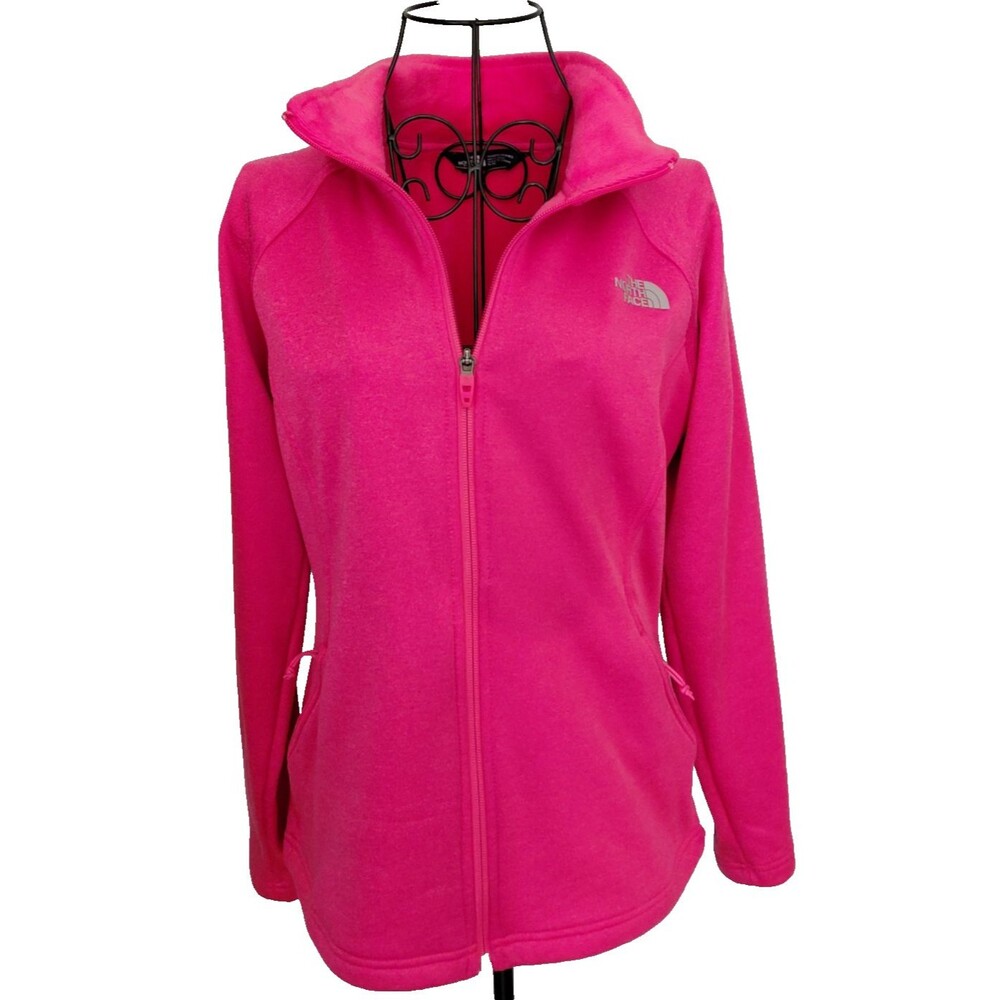 North Face Hot Pink Full Zip Fleece Jacket Womens Sz M w/Pockets